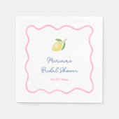 Roze Boho Kronkelrand Bruiloftsshower Citroenen Servet (Voorkant)