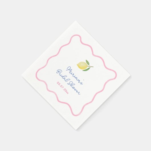 Roze Boho Kronkelrand Citroen Bruidsmeisjesfeest Servet (Hoek)