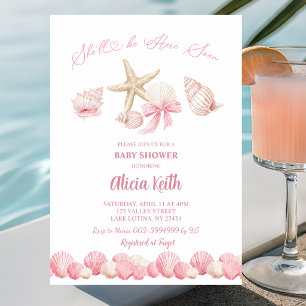 Roze Boho Kust Ze is hier gauw baby shower Kaart