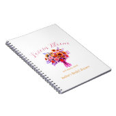 roze boho liefde in bloei bruidsfeest naam retro notitieboek (Rechterzijde)