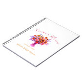 roze boho liefde in bloei bruidsfeest naam retro notitieboek (Linkerzijde)