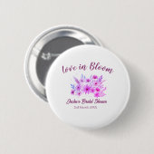 roze boho liefde in bloei bruidsfeest naam retro ronde button 5,7 cm (Voorkant /achterkant)