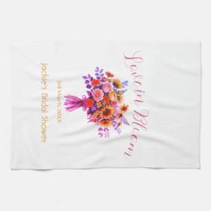 roze boho liefde in bloei bruidsfeest naam retro theedoek