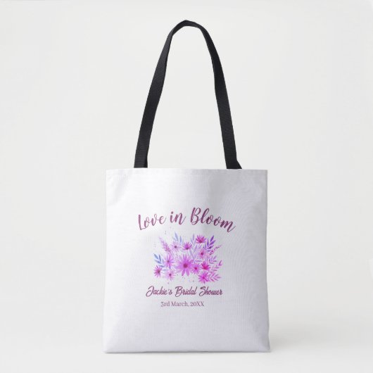 roze boho liefde in bloei bruidsfeest naam retro tote bag (Voorkant)