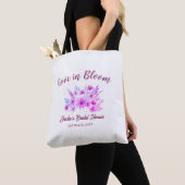 roze boho liefde in bloei bruidsfeest naam retro tote bag (Dichtbij)