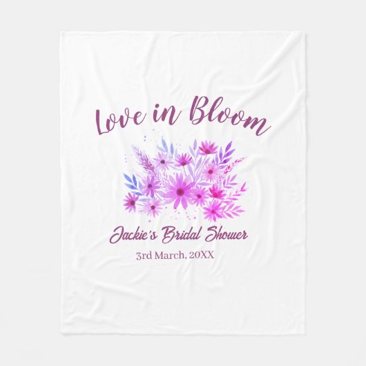 roze boho liefde in bloei bruiloft naam retro fleece deken (Voorkant)