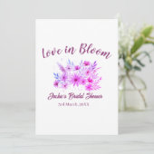 roze boho liefde in bloei bruiloft naam retro kaart (Staand voorkant)