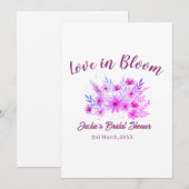 roze boho liefde in bloei bruiloft naam retro kaart (Voorkant / Achterkant)