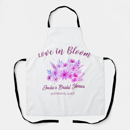 roze boho liefde in bloei bruiloft naam retro schort (Voorkant)