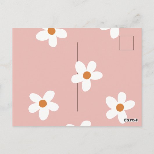 Roze Boho Madeliefje Meisje Verjaardagsfeest Uitno Briefkaart (Achterkant)