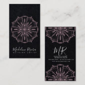 Roze Boho Mandala Yoga Macrame Visitekaartje (Voorkant / Achterkant)