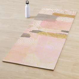 Roze Boho meditatie yoga mat met gouden strepen