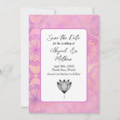 Roze Boho Modern India Tropisch sparen de Datum Save The Date (Voorkant)