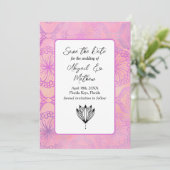 Roze Boho Modern India Tropisch sparen de Datum Save The Date (Staand voorkant)