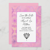 Roze Boho Modern India Tropisch sparen de Datum Save The Date (Voorkant / Achterkant)