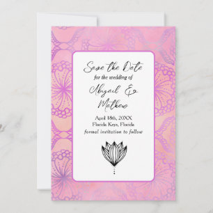 Roze Boho Modern India Tropisch sparen de Datum Save The Date