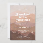 Roze Boho Mountains Retro Bachelorette Weekend Kaart (Voorkant)