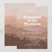 Roze Boho Mountains Retro Bachelorette Weekend Kaart (Voorkant / Achterkant)