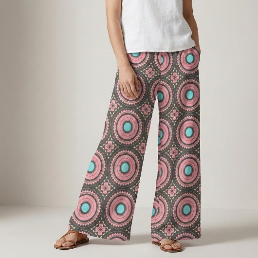  roze boho-mozaïekgeometrisch patroon stof