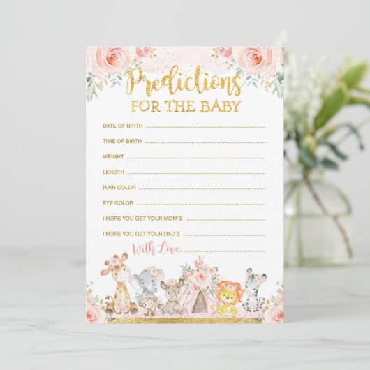 Roze Boho Oerwoud Dieren Voorspellingen voor Baby  Kaart (Staand voorkant)