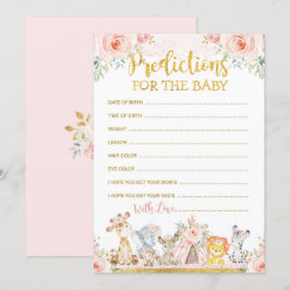 Roze Boho Oerwoud Dieren Voorspellingen voor Baby  Kaart