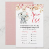 Roze Boho Olifant Baby shower Hoe oud Ouders (Voorkant / Achterkant)