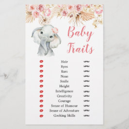 Roze Boho Olifant Meisje Baby shower Baby Traits