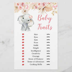 Roze Boho Olifant Meisje Baby shower Baby Traits