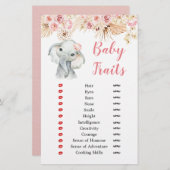 Roze Boho Olifant Meisje Baby shower Baby Traits (Voorkant / Achterkant)