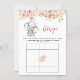 Roze Boho Olifant Meisje Baby shower Bingo Spel Kaart
