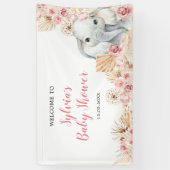 Roze Boho Olifant Meisje Baby shower Grote Banner (Verticaal)