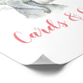 Roze Boho Olifant Meisje Baby shower Kaarten & Ges Poster (Hoek)