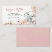 Roze Boho Olifant Meisje Baby shower Luier Raffle Informatiekaartje (Voorkant / Achterkant)