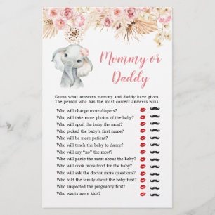 Roze Boho Olifant Meisje Baby shower Mama of Papa