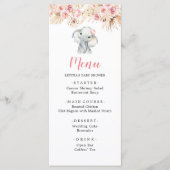 Roze Boho Olifant Meisje Baby shower Menu (Voorkant)