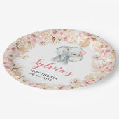 Roze Boho Olifant Meisje Baby shower Papier Bord (Gekanteld)