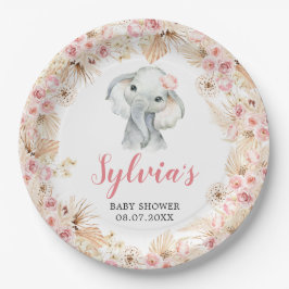 Roze Boho Olifant Meisje Baby shower Papier Bord