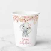 Roze Boho Olifant Meisje Baby shower Papier Cup Papieren Bekers (Achterkant)