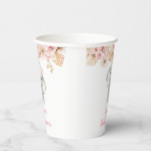 Roze Boho Olifant Meisje Baby shower Papier Cup Papieren Bekers (Rechts)