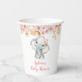 Roze Boho Olifant Meisje Baby shower Papier Cup Papieren Bekers (Voorkant)