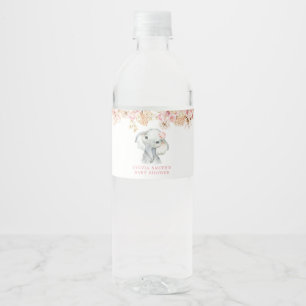Roze Boho Olifant Meisje Baby shower Waterfles Waterfles Etiket
