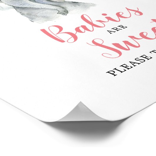 Roze Boho Olifant Meisje Baby's zijn Lief Teken Poster (Hoek)