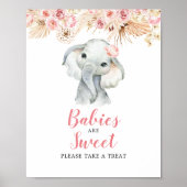 Roze Boho Olifant Meisje Baby's zijn Lief Teken Poster (Voorkant)