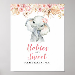 Roze Boho Olifant Meisje Baby's zijn Lief Teken Poster
