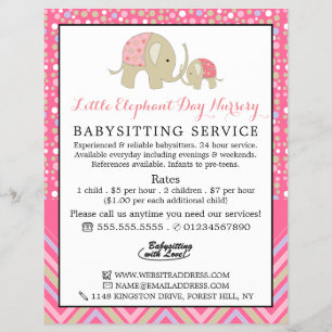 Roze Boho Olifant, Opoeder, Kinderdagverblijf, Nur Flyer