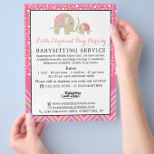 Roze Boho Olifant, Opoeder, Kinderdagverblijf, Nur Flyer (Hand)