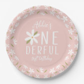 Roze Boho Onederful First Birthday Bord (Voorkant)