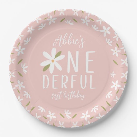 Roze Boho Onederful First Birthday Bord (Voorkant)