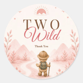 Roze Boho Ontdekkingsreiziger Kinderverjaardag Ronde Sticker