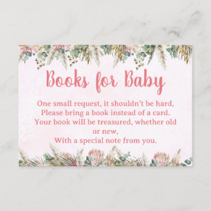 Roze Boho Pampas Gras Boeken voor Baby Verzoekkaar Informatiekaartje